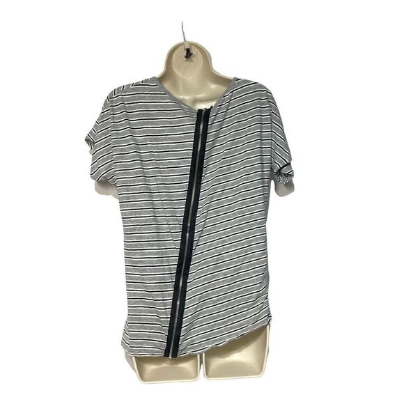 Calvin Klein Women’s Asymmetrical Stripped Shirt With Zipper Back Size Medium - Picture 6 of 14